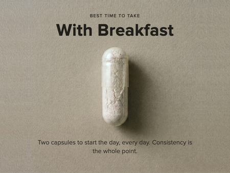 Suggested use is 2 capsules with breakfast